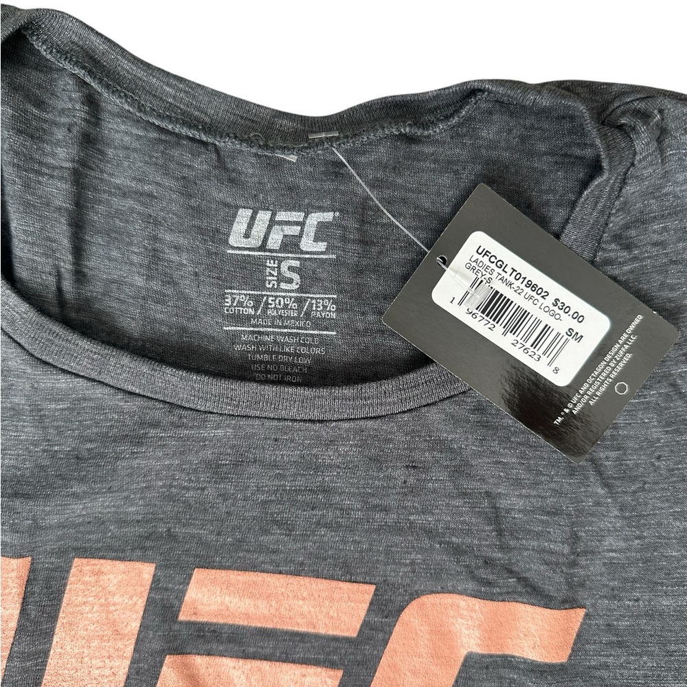 UFC Women’s Tank Top Gray Charcoal Heather Coral Pink Logo Size XL NWT $25 MSRP - Picture 6 of 7